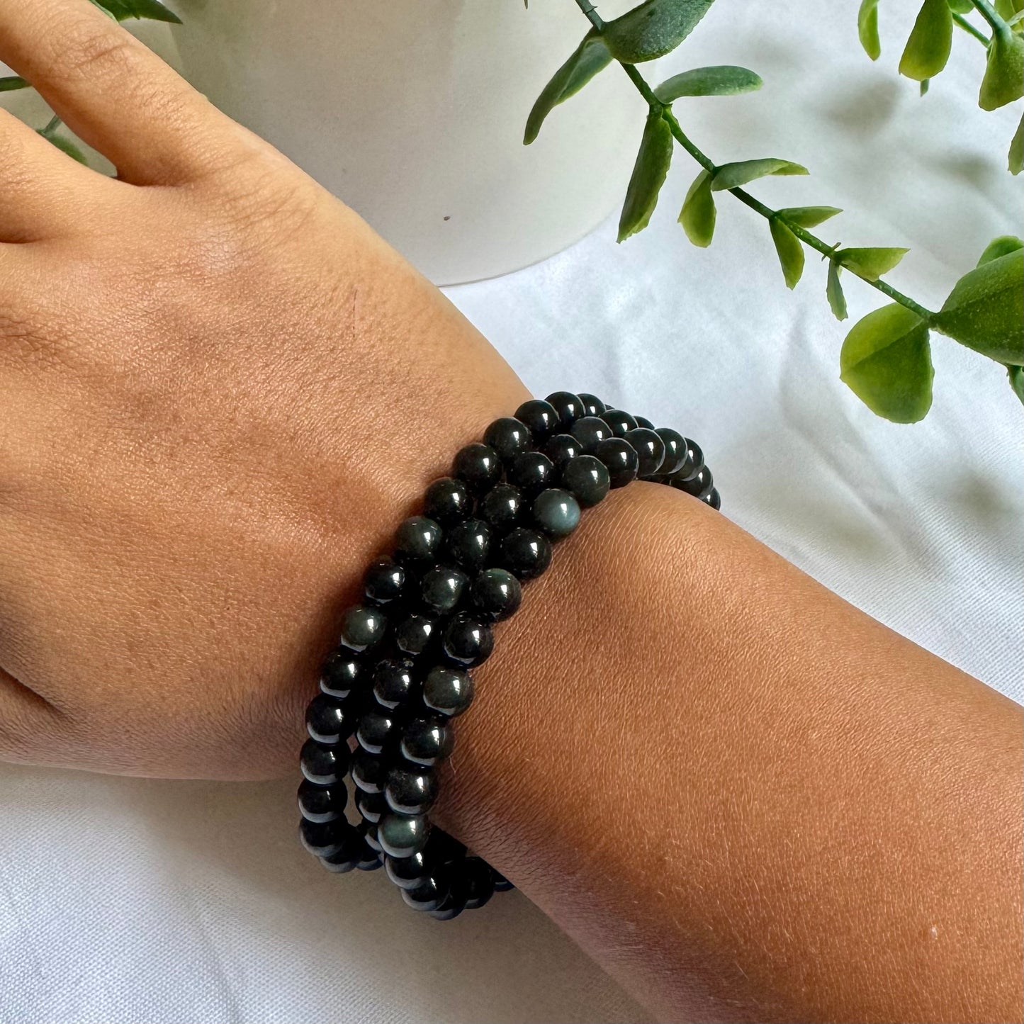 Bracelet en Obsidienne œil céleste