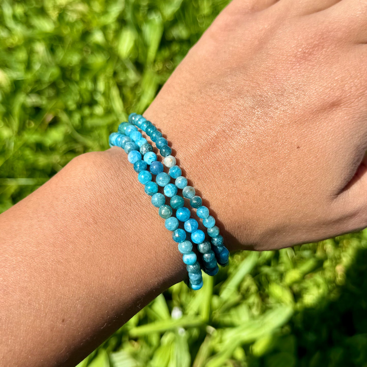 Bracelet en Apatite Bleue 4mm