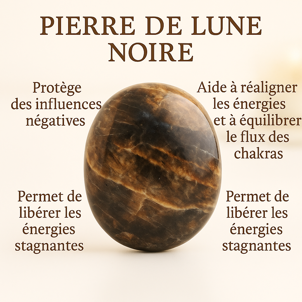 Galet en Pierre de Lune Noire