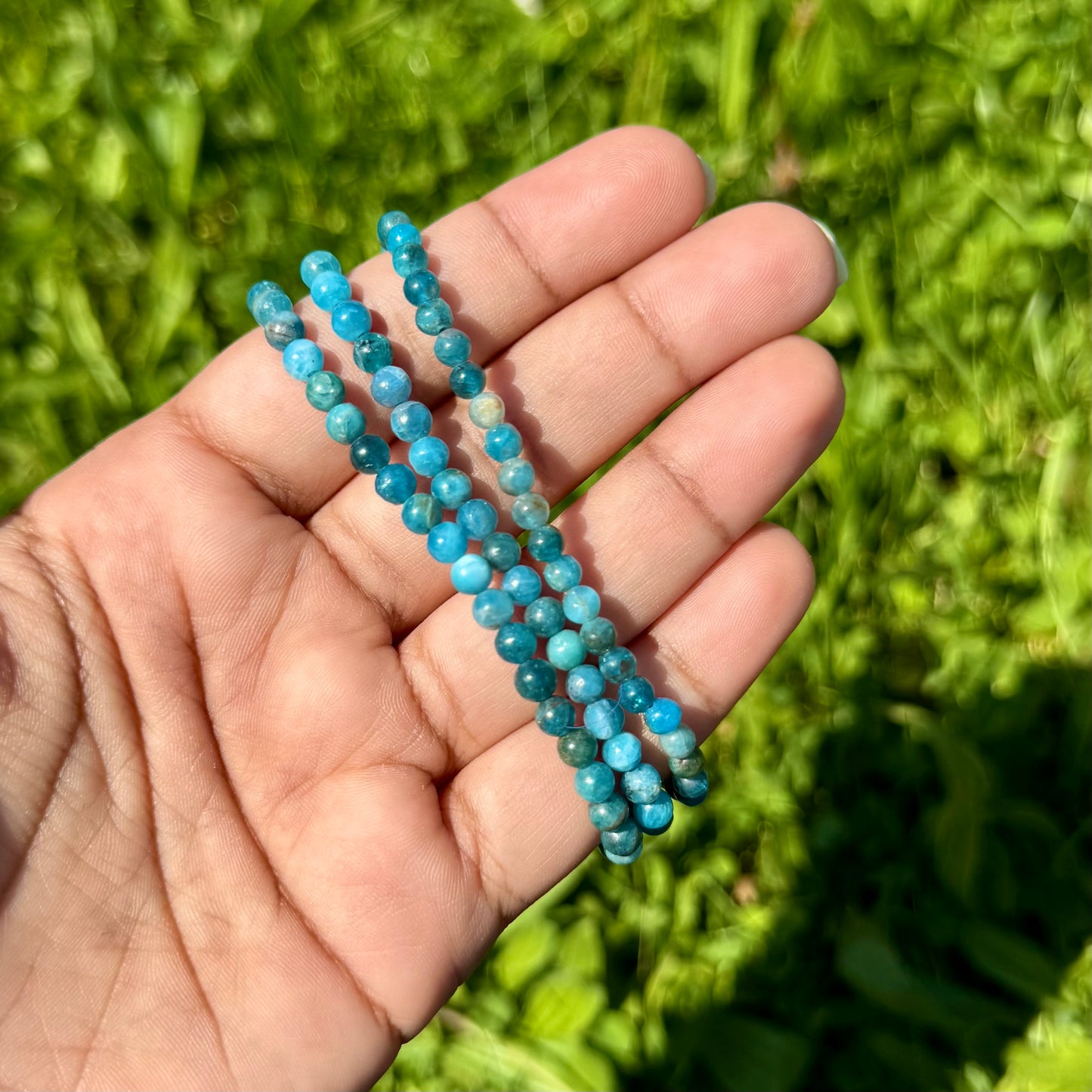 Bracelet en Apatite Bleue 4mm