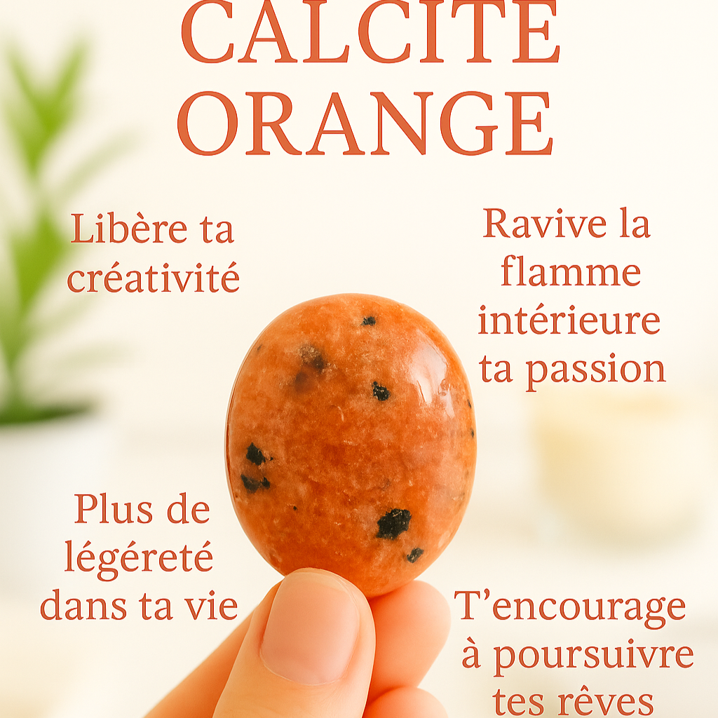 Mini galet en calcite orange