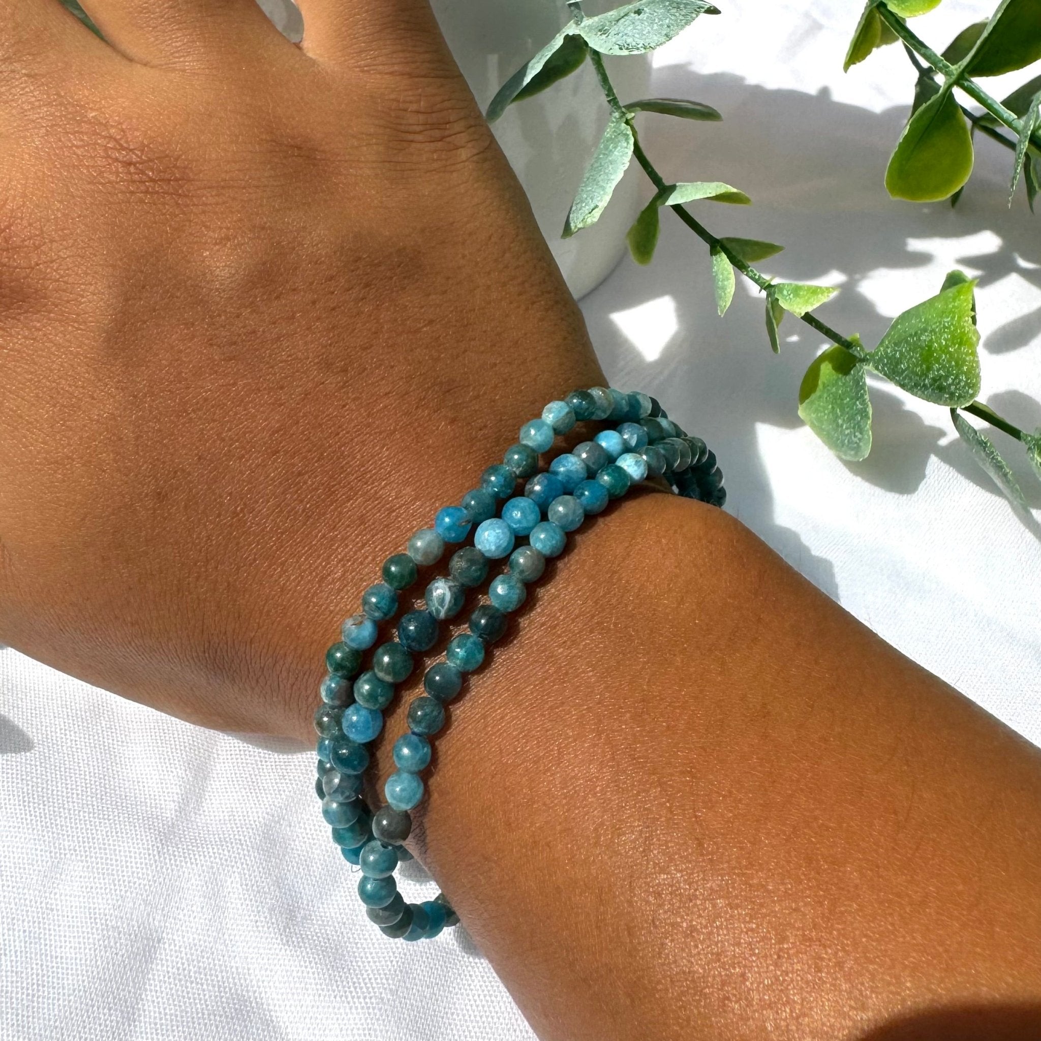 Bracelet en Apatite Bleue 4mm