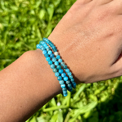 Bracelet en Apatite Bleue 4mm